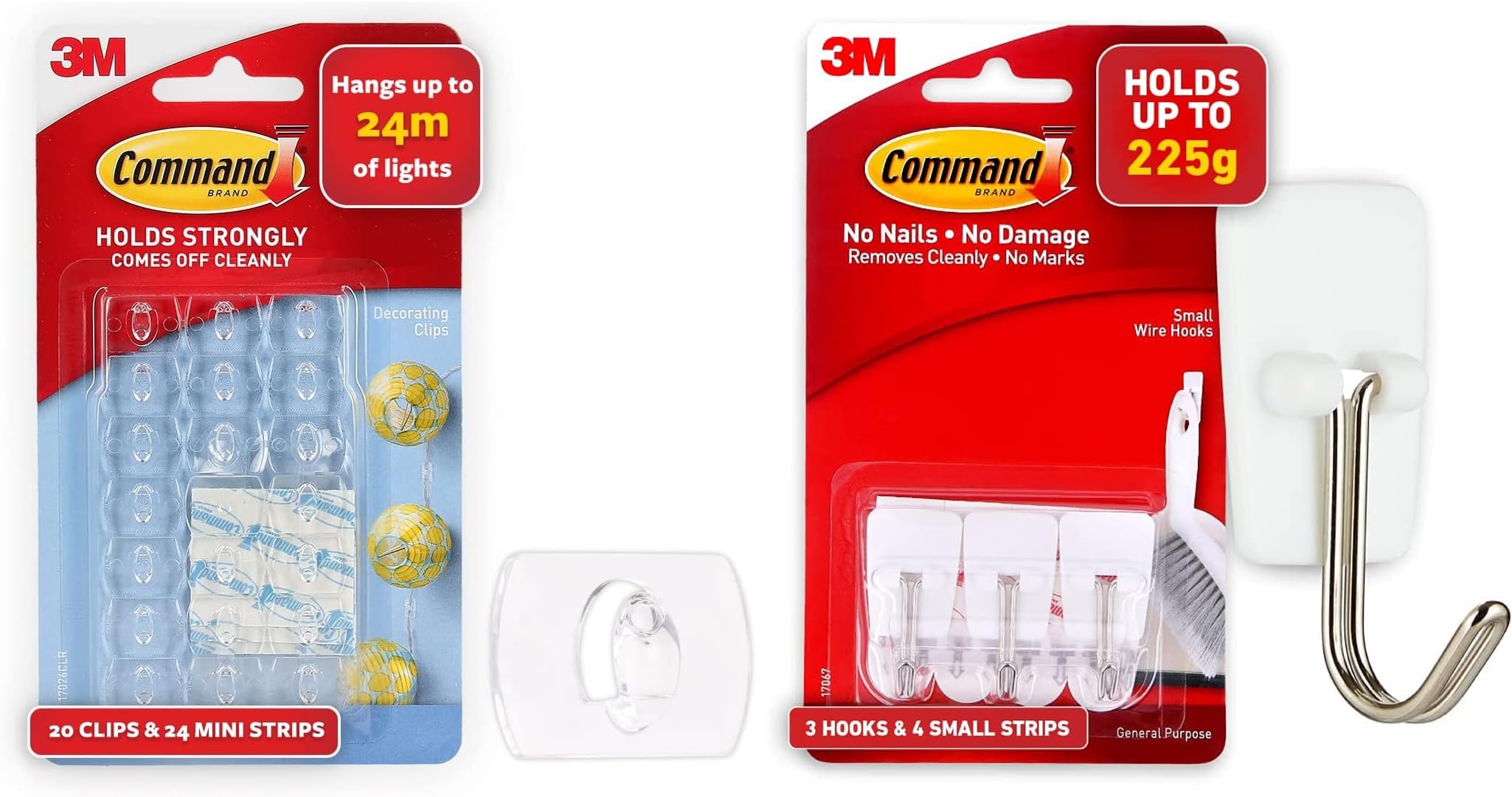Command Plastic Clear Decorating & Organizing Wall Hooks, Holds Strongly, Reusable, Adhesive Hooks F
