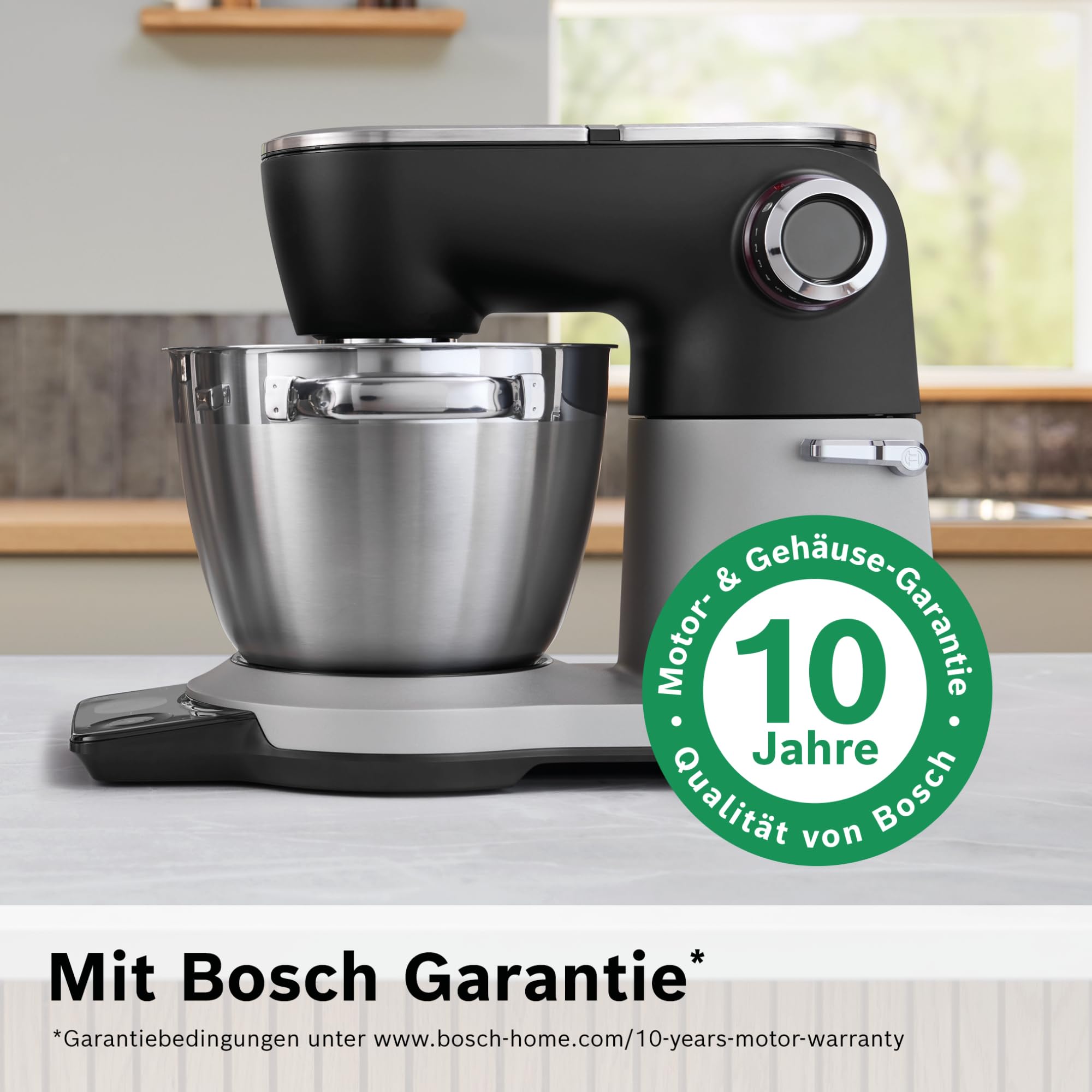 Bosch Küchenmaschine Serie 8, Automatikprogramm, Waage, Timer, 7 Stufen, 6l Edelstahl-Schüssel, Silikonbesen, spülmaschinenfest, 1.800 W, MUMS8ZS18