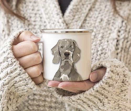 Miniatura 3 de Andaz Press Taza de café de acero inoxidable de 11 onzas, regalo de Weimaraner Up Close, paquete de 1, taza esmaltada de campamento de animales para