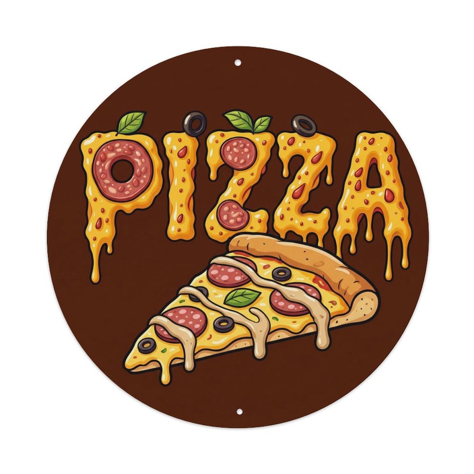 Cwbufd Vintage Style Vintage Pizza Slice Tahini Sauce Vintage Metal Tin Sign Plaque Wall Decor For Cafe, Club Bar, Office, Garden Metal Poster 8X8inch