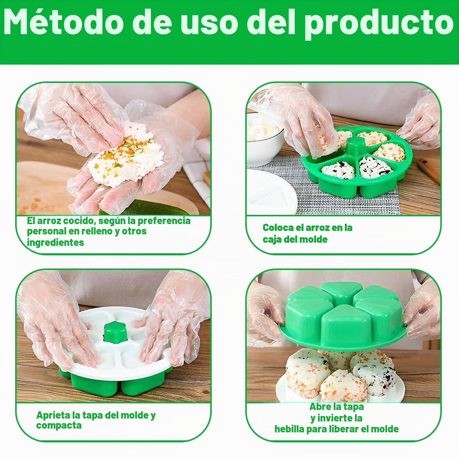 Nizirioo Set de sushi triangular Onigiri Maker Antiadherente Onigiri Forma Sushi Herramientas con Pincel de Aceite 6 en 1 DIY Sushi Maker Forma para Hogar, Restaurante Camping Japonés Bolas de Arroz