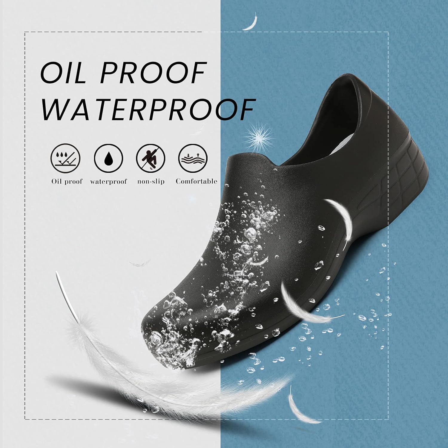 Womens Chef Clogs Kitchen Shoes Professional Slip Resistant Shoe Nursing Breathable Beach Sandals Slippers Indoor Outdoor Shoe with Arch Support Lightweight Clog