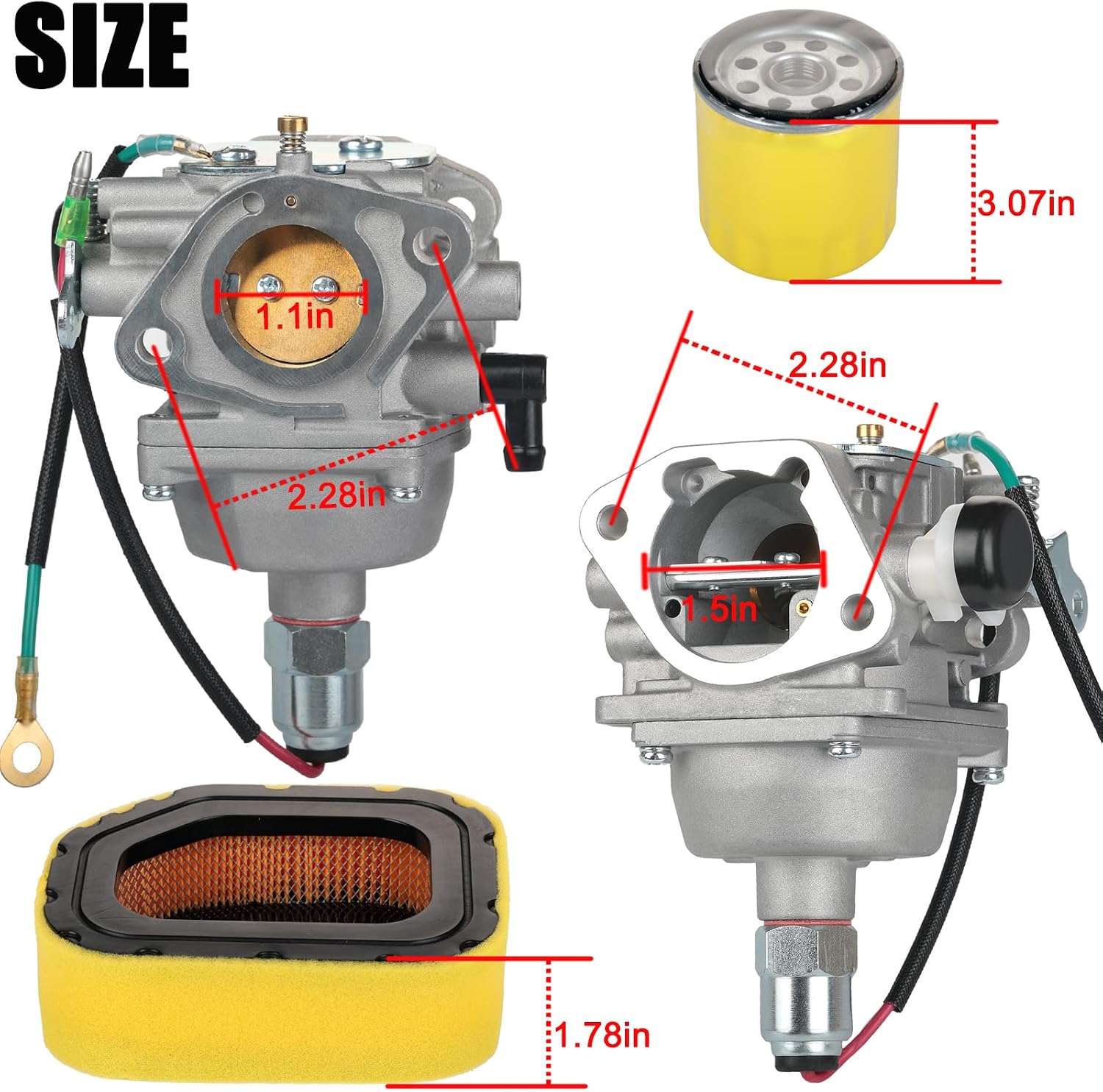 SV725 Carburetor for Kohler Courage 23 24 25 26 27 hp SV730 SV735 SV710 SV715 SV740 SV720 SV810 SV820 22HP Engine Replace for 32 853 12-S 32-853-08 32-853-06 32-853-04 with Air Filter Tune Up Kits