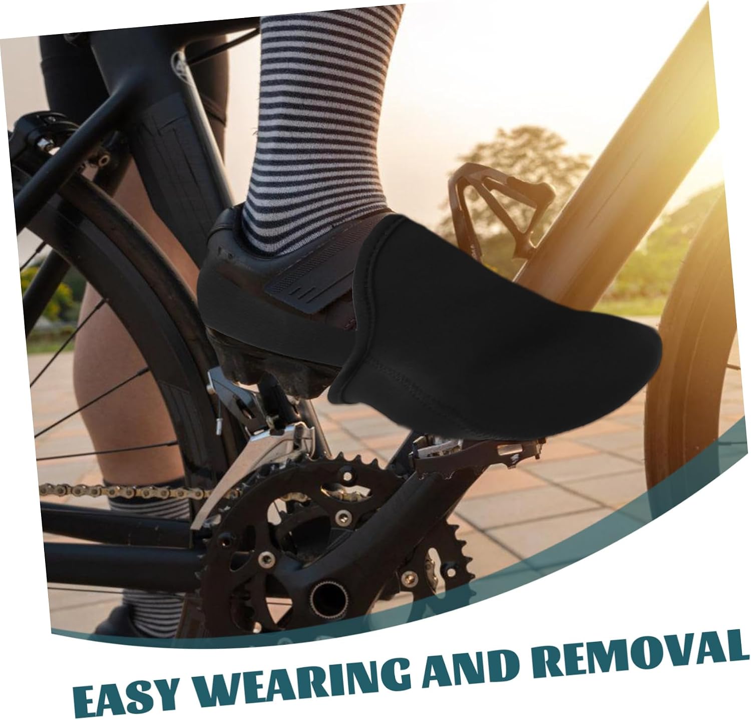 YARNOW 2pcs Non-Slip Cycling Shoe Covers Warm Windproof Half Shoe Protectors for Men Women Thermal Neoprene Toe Covers for Mountain and Road Bikes