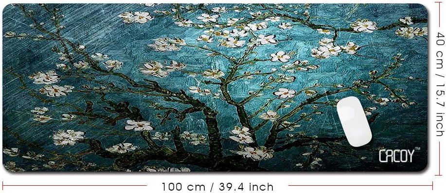 CACOY Large Gaming Mouse Pad Mat XXL 1000x400x2mm Computer Game Mouse Mat Speed Silky Smooth Surface & Stitched Edges Mousepads