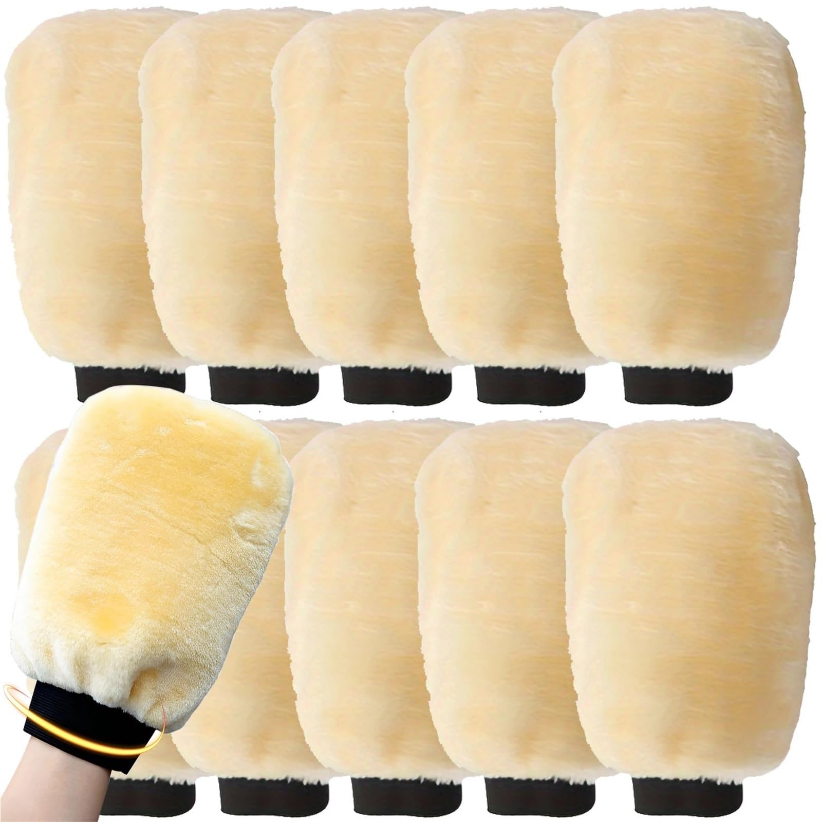 Guantes de Felpa para Lavado de Coches, Guantes Polares for Lavado de Coches, manopla Limpia Microfibra, 5/10 Uds., Color Beige(10pcs)