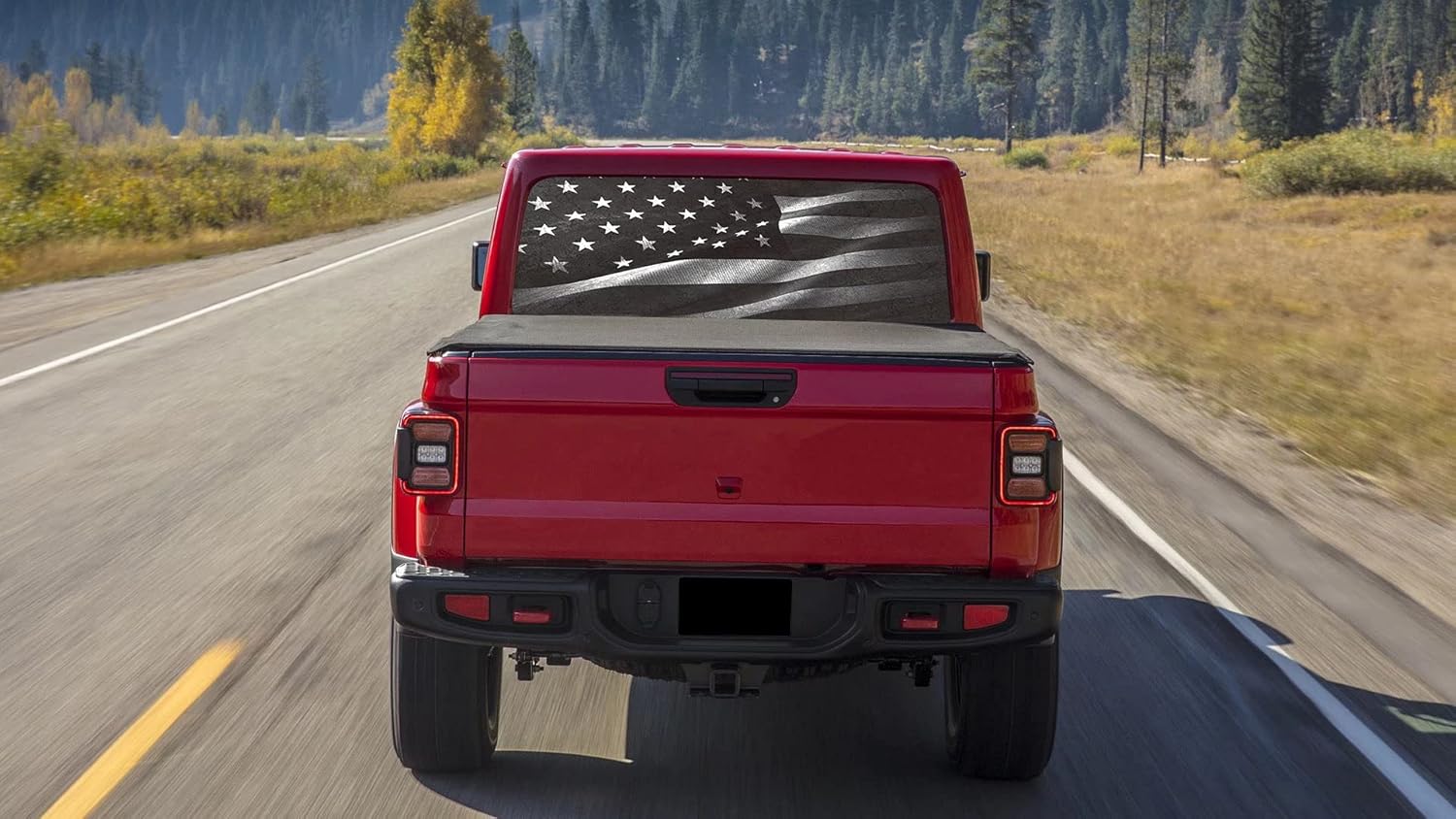 Truck Rear Window Graphic American Flag Decals, Patriot Truck Window Stickers, Back Window Graphics-Size 66" X 20"
