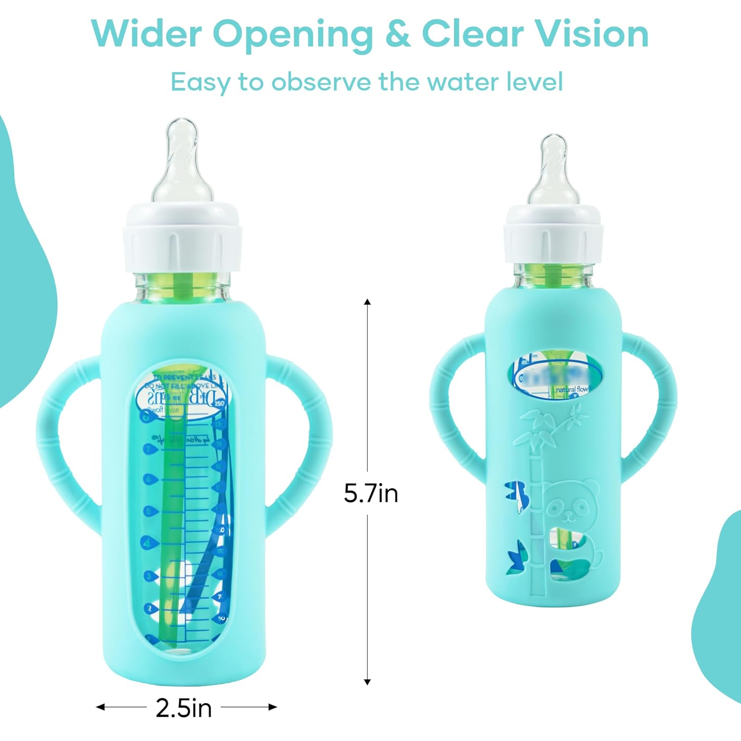 2 Pack Silicone Sleeves for Dr. Brown's Glass Baby Bottles, Anti Breakage Durable Baby Bottle Holder with Easy Grip Handles, Narrow Sleeve with a Cutout, Dishwasher/Freezer/Microwave Safe, 8 oz - Image 5
