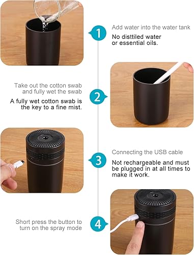 Miniatura 6 de Humidifier LtYioe - Humidificadores pequeños para dormitorio, humidificadores portátiles de niebla fría para el hogar del bebé con luz cambiante