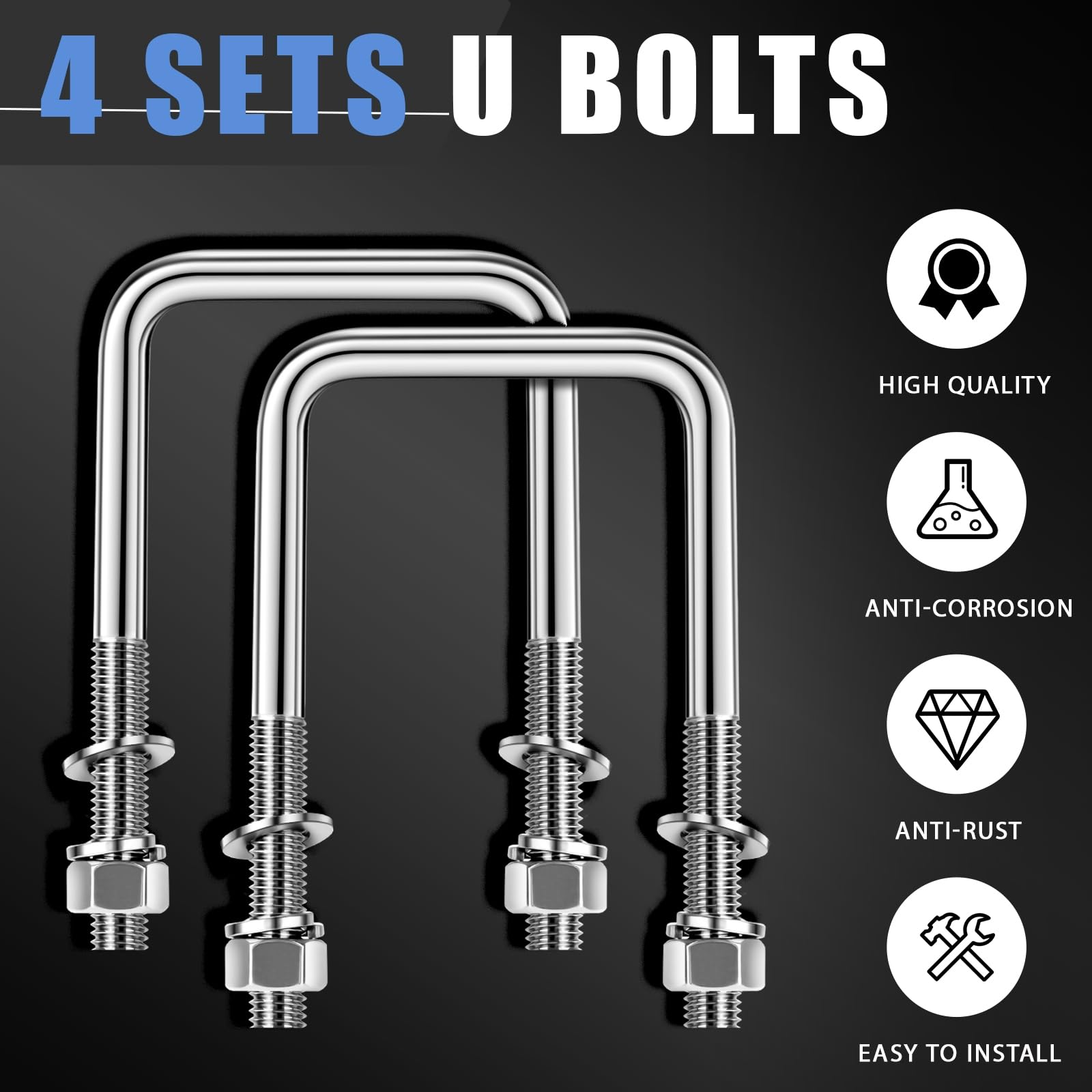 8) Boat Trailer U Bolt Stainless Steel SS UBOLT 1/2" D X 3 1/16 - Foto 5
