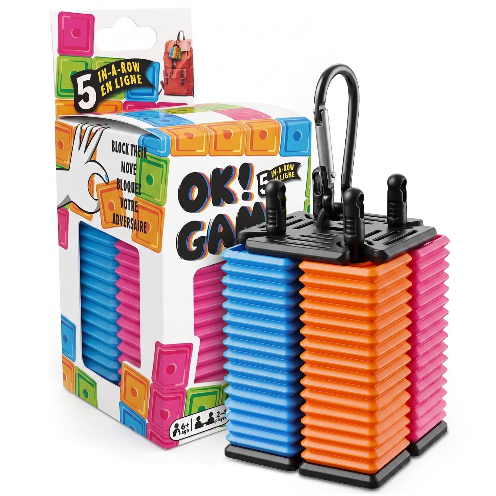 0K! 5-in-Row Travel Puzzle Game – Fun 2-4 Player Games for Family Trips
