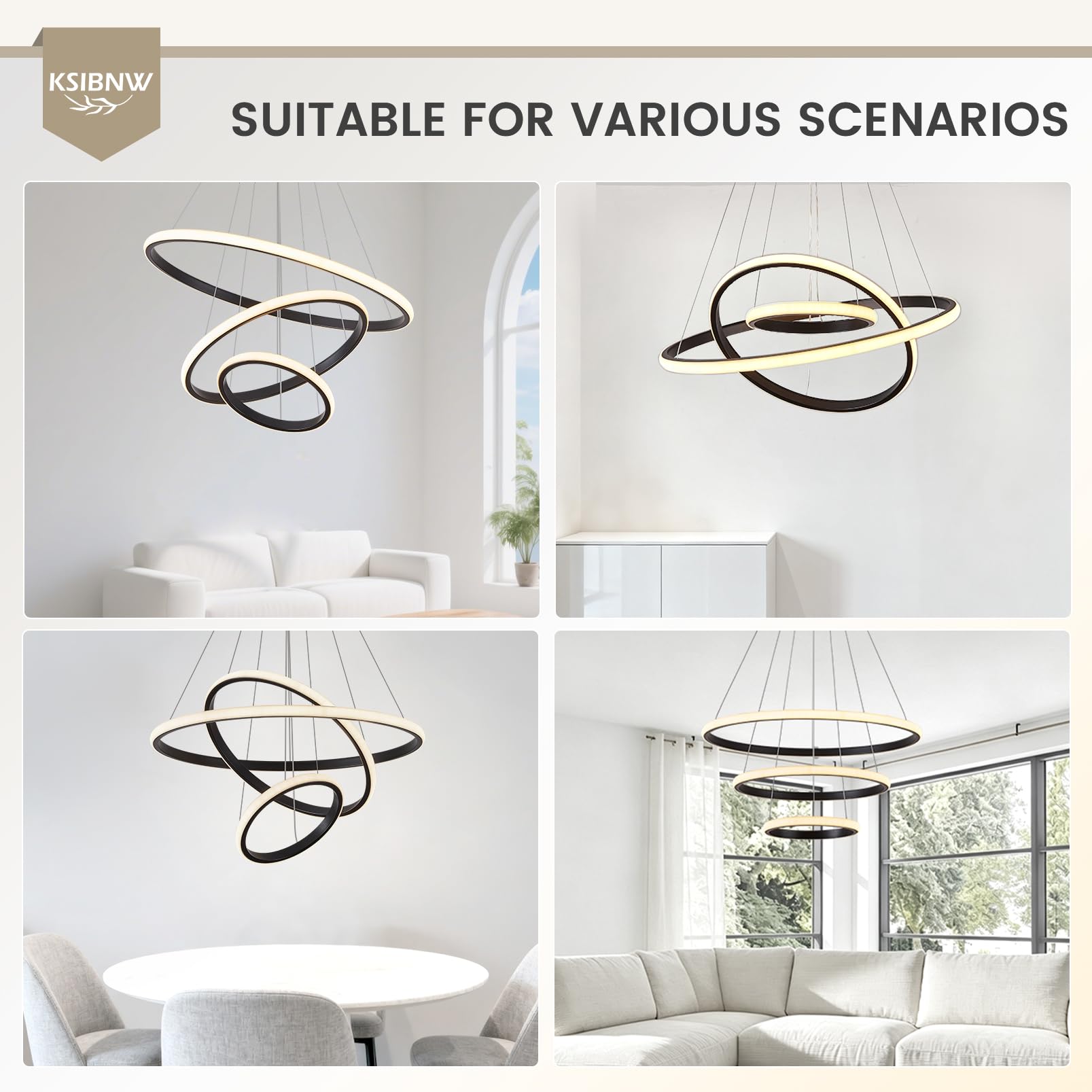 KSIBNW Lámpara Colgante LED Moderna 45W, Lámpara de Techo Salon 3 Anillos Moderna Regulable 2700K-6500K, Iluminación de Techo con Control Remoto & Control APP Lámpara Araña Oro para Comedor Dormitorio