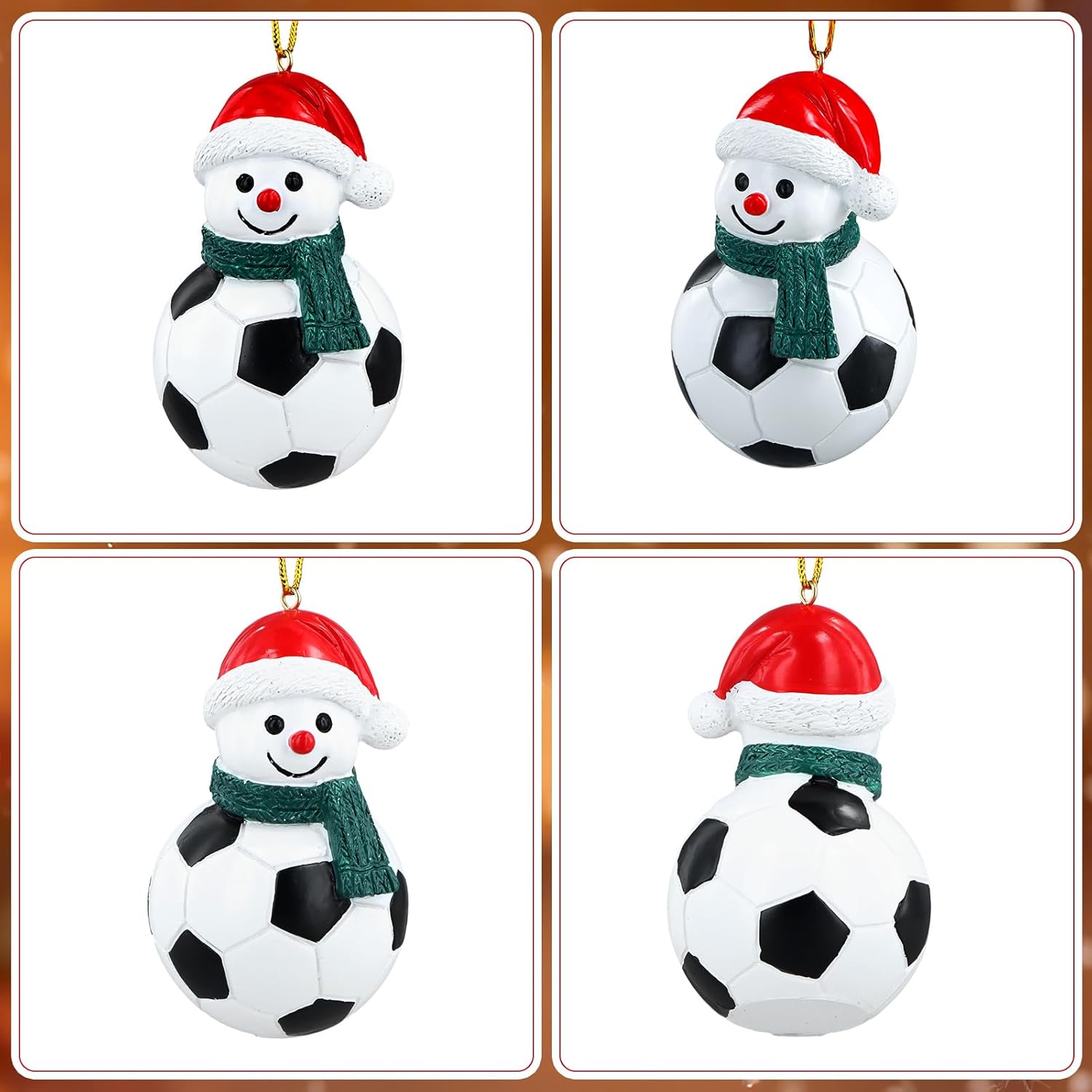 PETCEE Snowman Christmas Ornaments 2025 - Soccer Snowman Ornaments for Christmas Tree Decorations Resin Santa Hat Snow Man Hanging Ornament Keepsake Gifts for Kids Daughter Family Friends Mom Grandma - Image 3