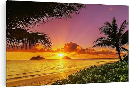 CafePress Canvas Wall Art Beach Lanikai at Sunrise Ready to Hang for Living Room, Bedroom or Office