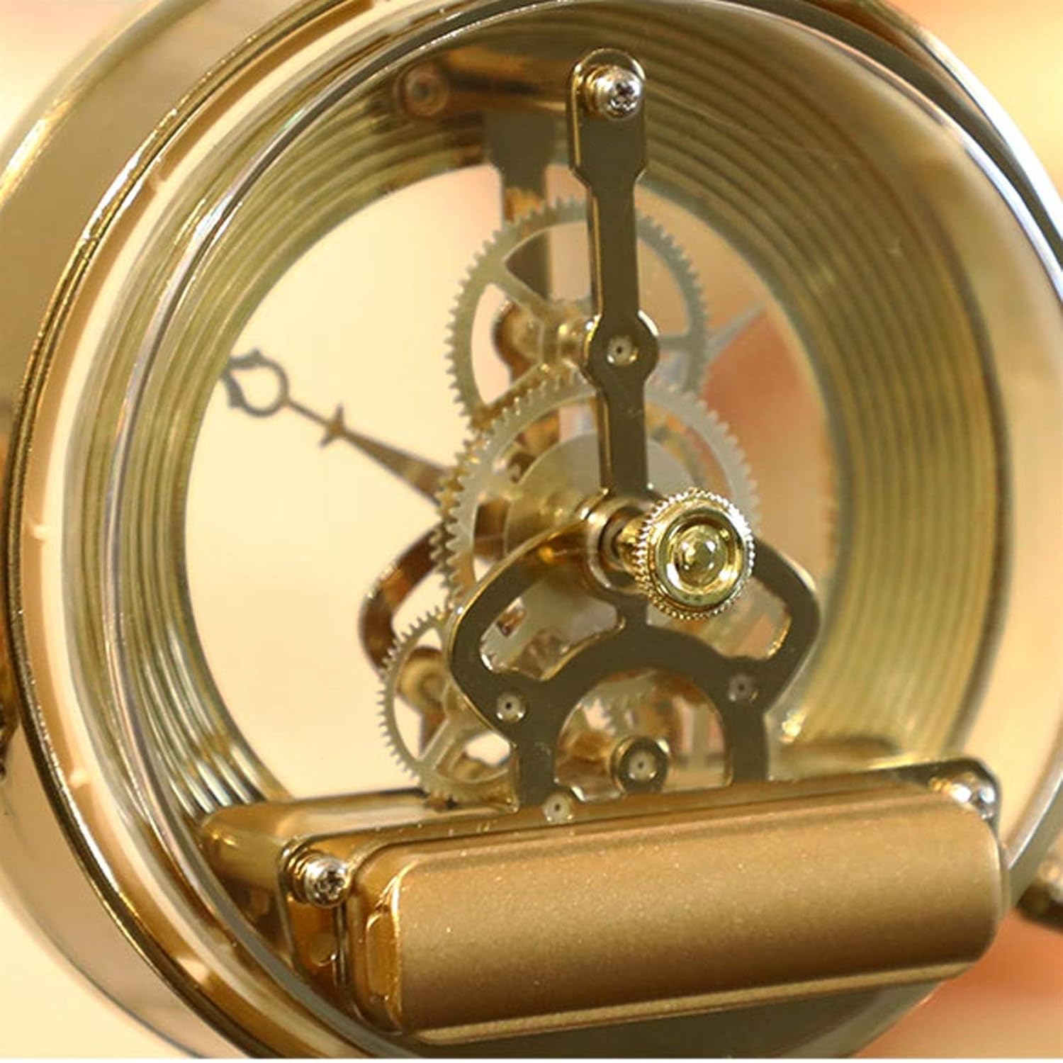 Clock Modern Table Clock/Mantel Clock, Creative Ornament Desk Clock for Family Living Room and Bedroom, Marble Base, 16.3 Inches Bracket Clock