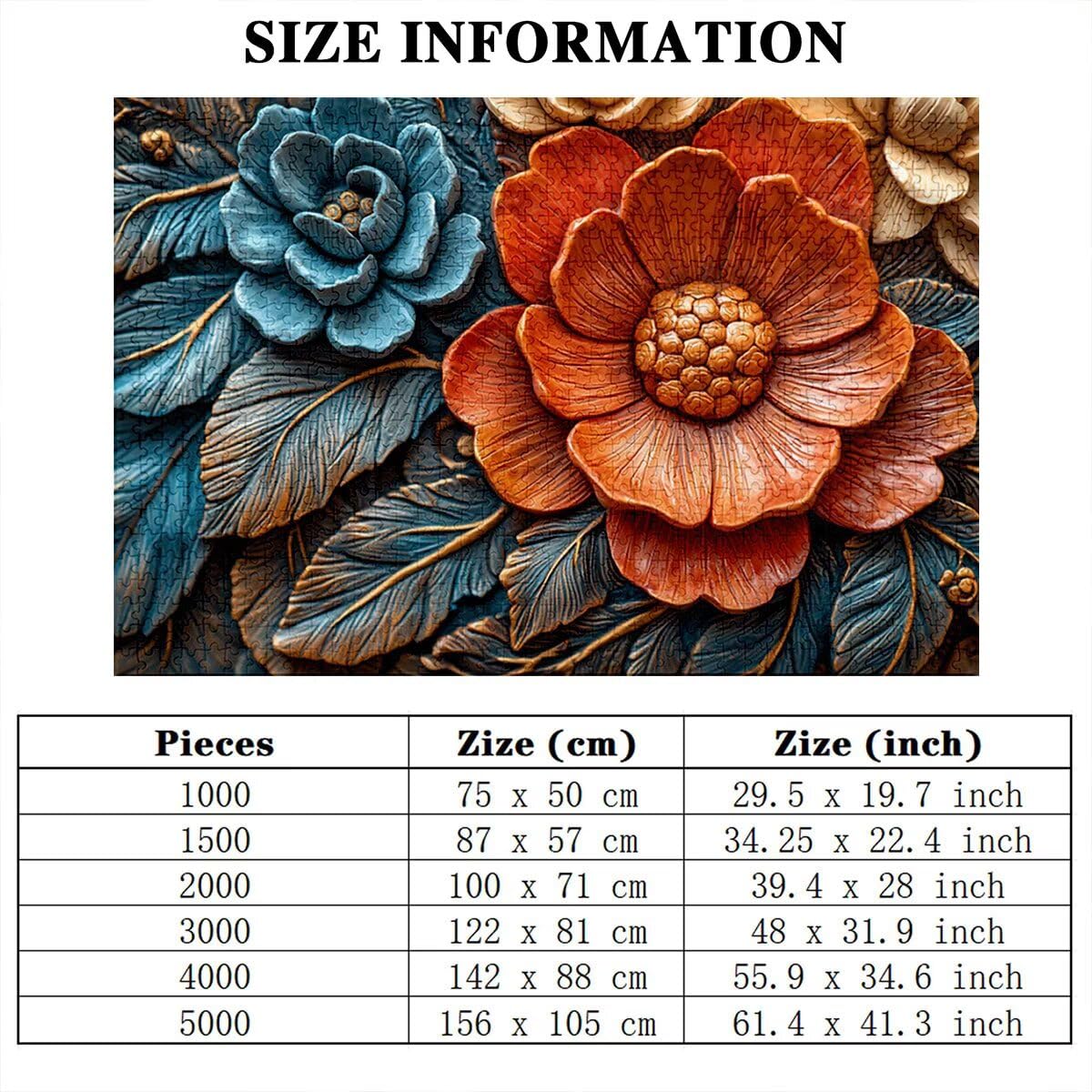 Puzzle 2000 sztuk kwiat dla dorosłych, abstrakcyjne drewniane puzzle dla dorosłych, trudne drewniane łamigłówki, rodzinne gry edukacyjne, łamigłówki z pudełkiem na prezenty dekoracje do domu, prezent