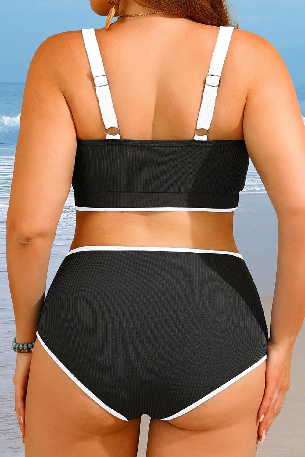 Yonique Women Plus Size High Waisted Bikini - Ribbed Two Piece Swimsuit Tummy Control Bathing Suit V-Wired 2026 Swimwear