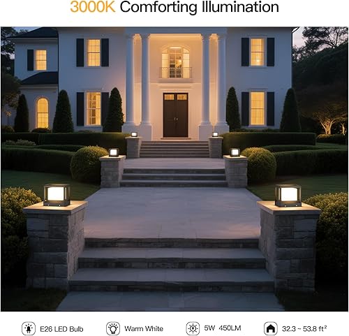 Miniatura 5 de Luces de poste para exteriores de 7.1 pulgadas, luces de pilar con cable duro, AC100-240 V, luz de columna moderna, lámpara de cubierta de valla,