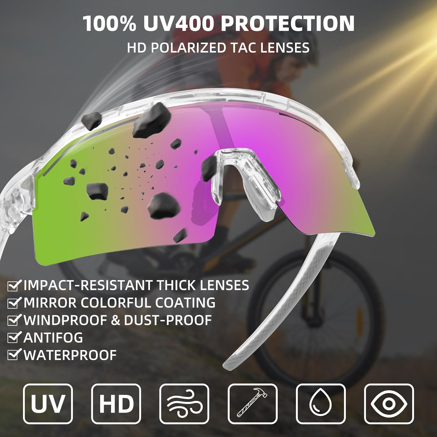 Sports Sunglasses for Men Women Unbreakable UV400 Protection Goggles Baseball Running Cycling Glasses