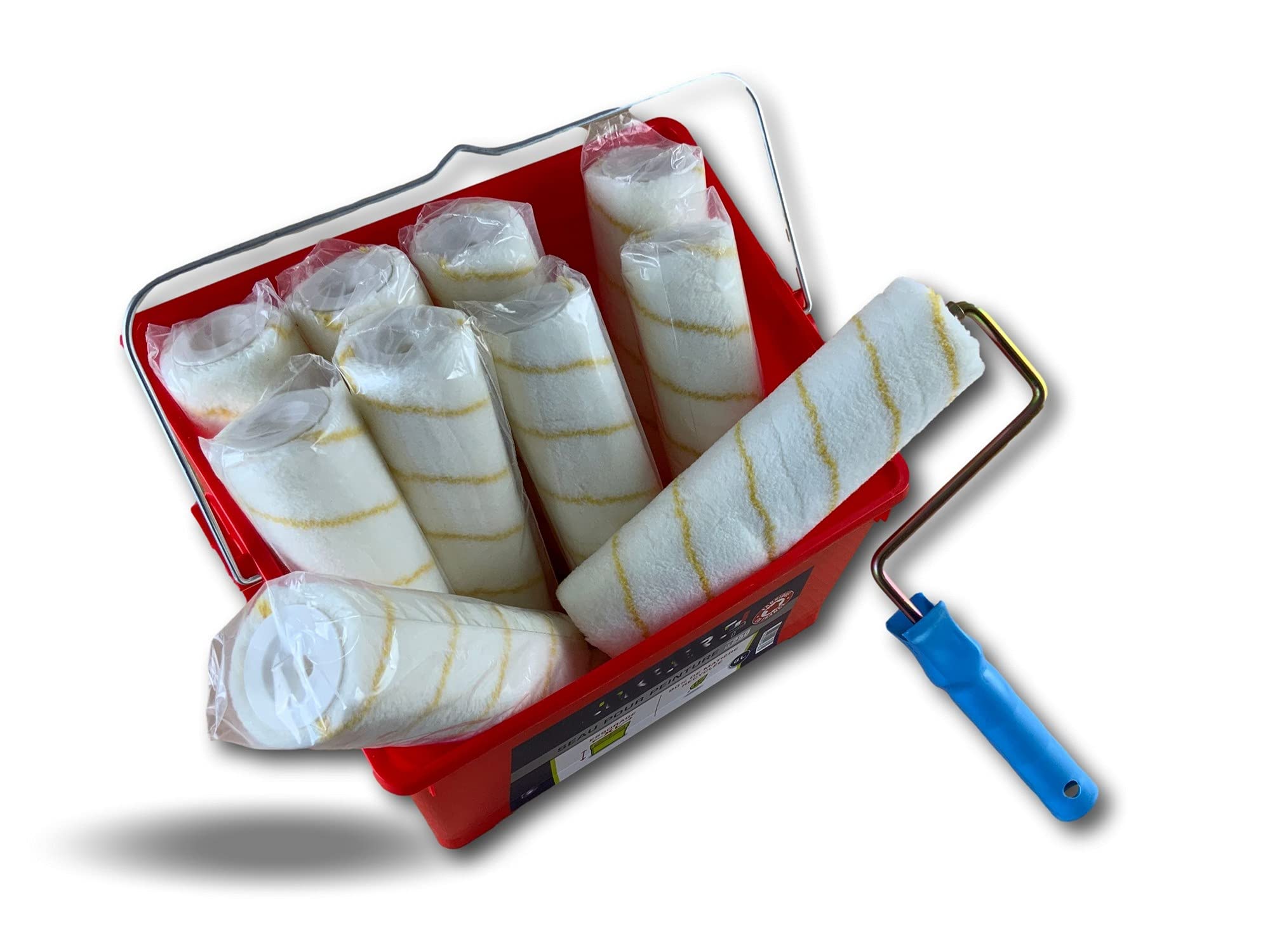 Kibros Pack peinture 10 manchons anti-gouttes 250 mm monture seau 10 L