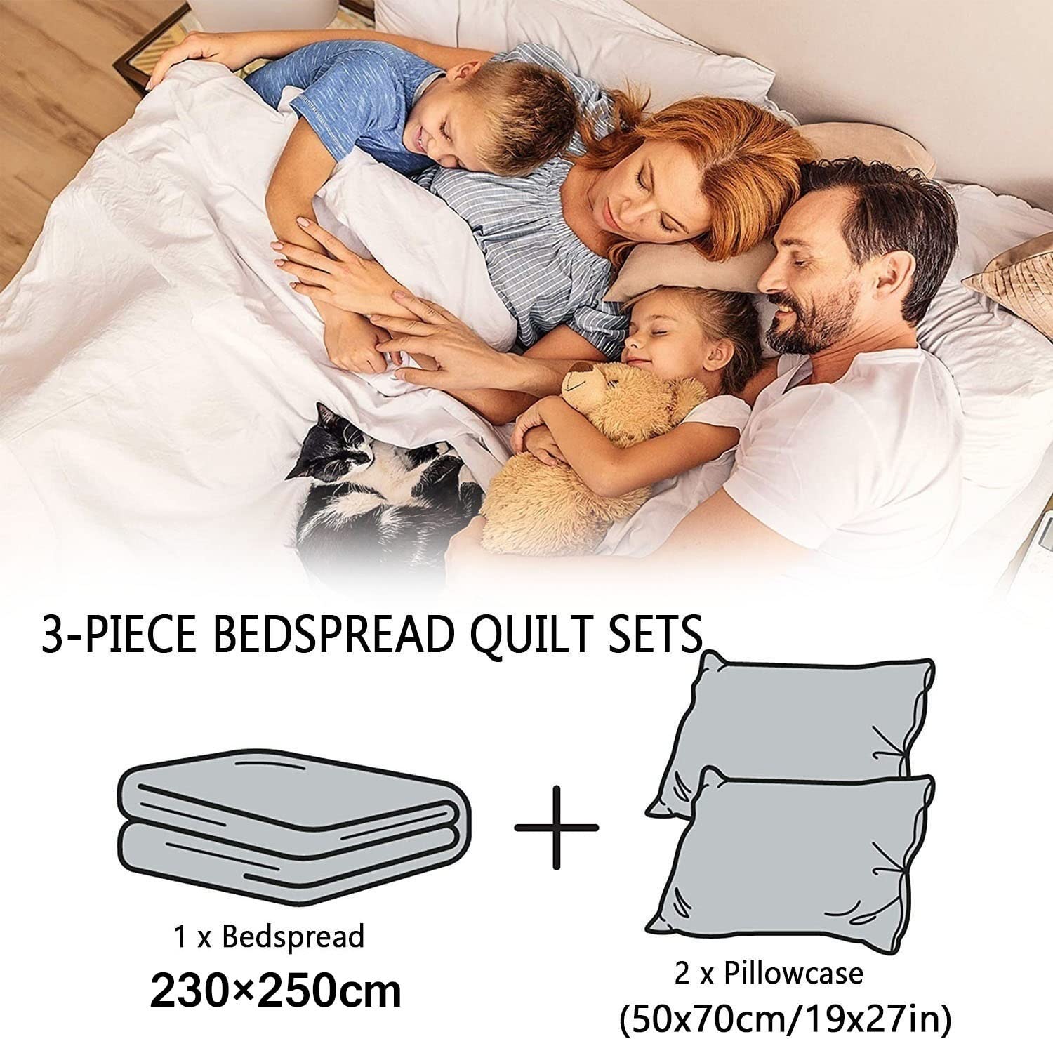 Colchas Bouti Reversible Cama 230x250cm Acolchado con Fundas Almohada 50x70cm Cubrecama de Verano Moderna Elegante para Hogar Hostelería (Color : #3, Size : 230x250cm)