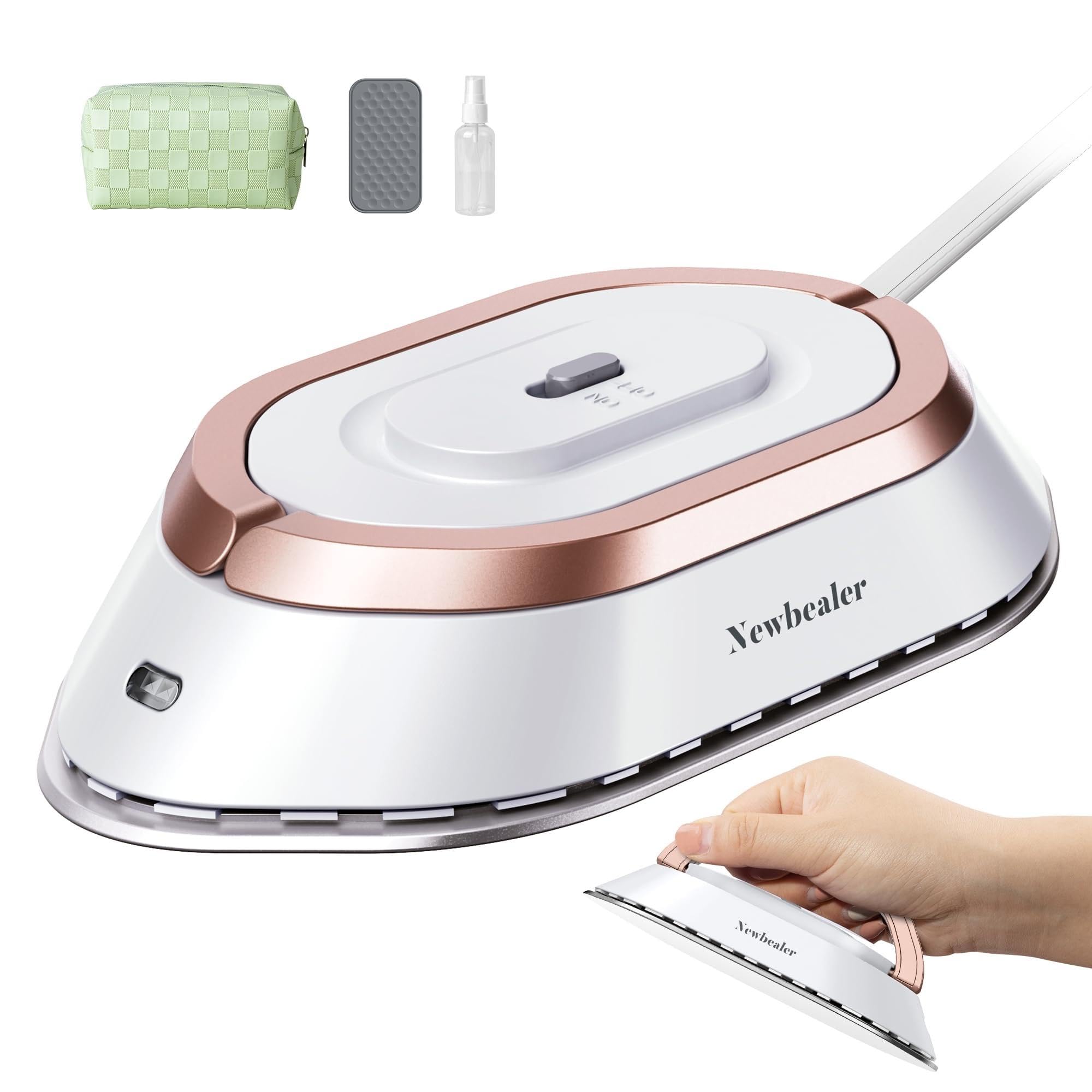 Newbealer Travel Iron Set, 100-240V Mini Dry Iron for Clothes (No Steam)