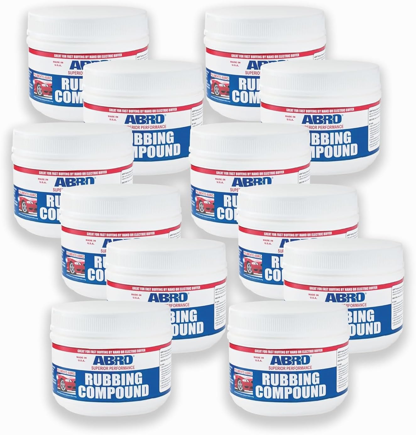 ABRO Rubbing Compound 32 oz, Fast-Cut Buffing Compound, 12 Pack