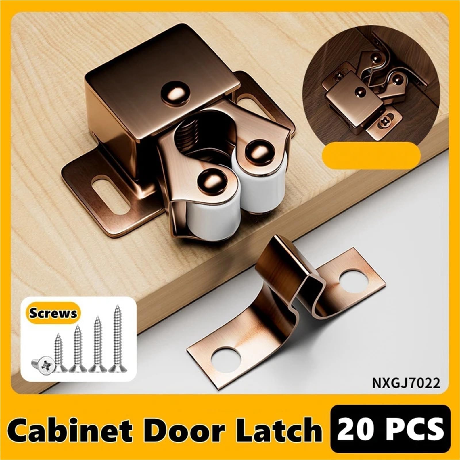Cierre Armario Pestillos de puerta armario doble rodillo con tornillos, pestillo captura for muebles del hogar(Bronze20pcs)