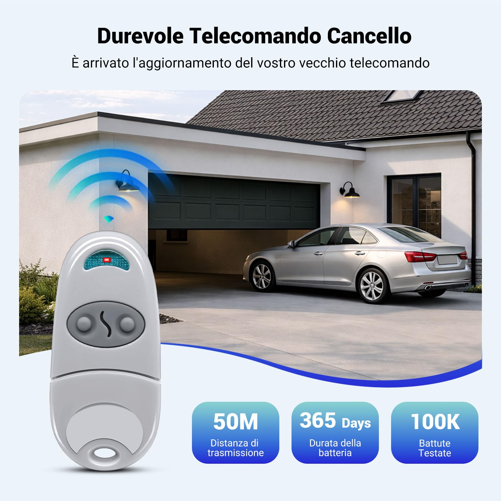 3 Pezzi Telecomando Cancello, 433,92 MHz Telecomando Porta Garage, Telecomando C@me Compatibile Con 433,92 MHz Telecomando EV, NA, EE, 2 Canali (2 Pezzi)