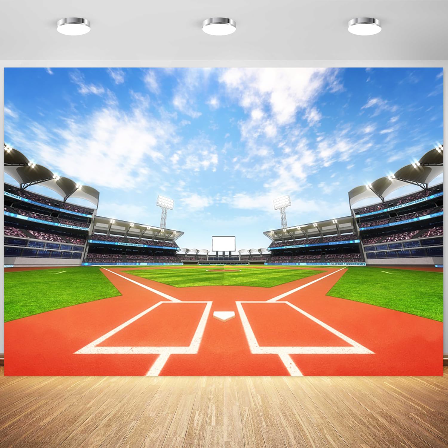 7x5ft Baseball Backdrop Baseball Field Stadium Photography Background Outdoor Sport Theme Kids Boys Birthday Party Banner Decorations Supplies Photo