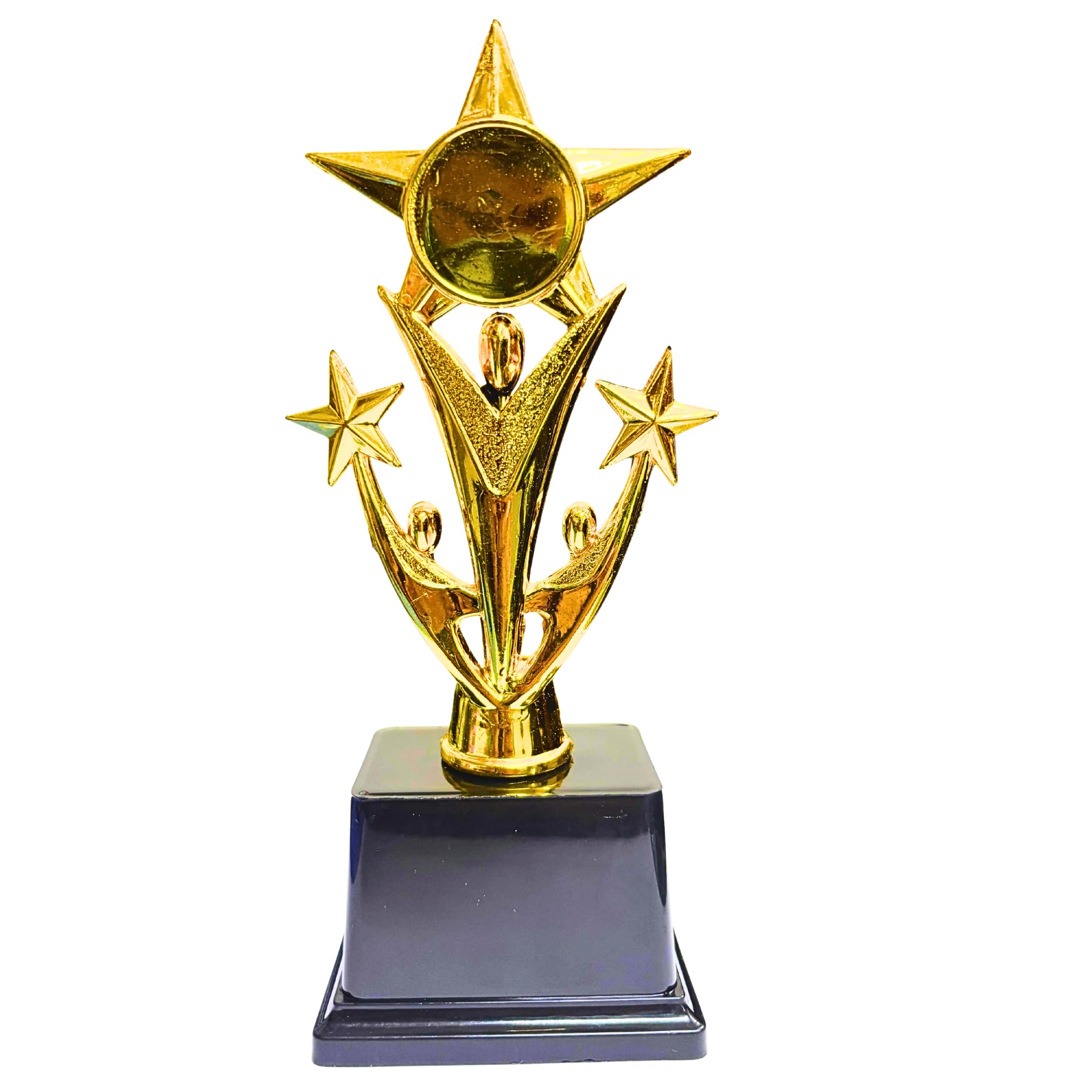 Premium Gold Star Achievement Trophy with Holding Hands Design, 3-Star Award on Black Base, Customizable with Logo and Text || Available in 3 Sizes (Set of 3, Small (7.5 inches))-picture-24