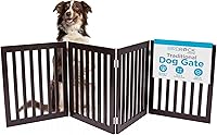 Vista 1 de INTERNET'S BEST Dog Gate - Barrera independiente para mascotas para interiores, valla plegable de madera para perros, puerta extra ancha