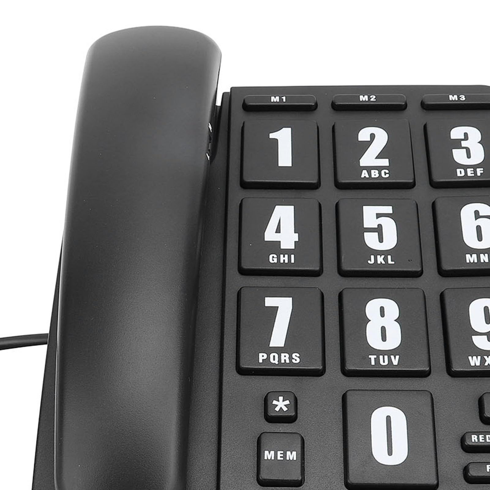 Telefono di Casa, Volume Regolabile Composizione Rapida Avviso Lampeggiante Tasto Grande Telefono con Filo per Casa per Anziani (BLACK)