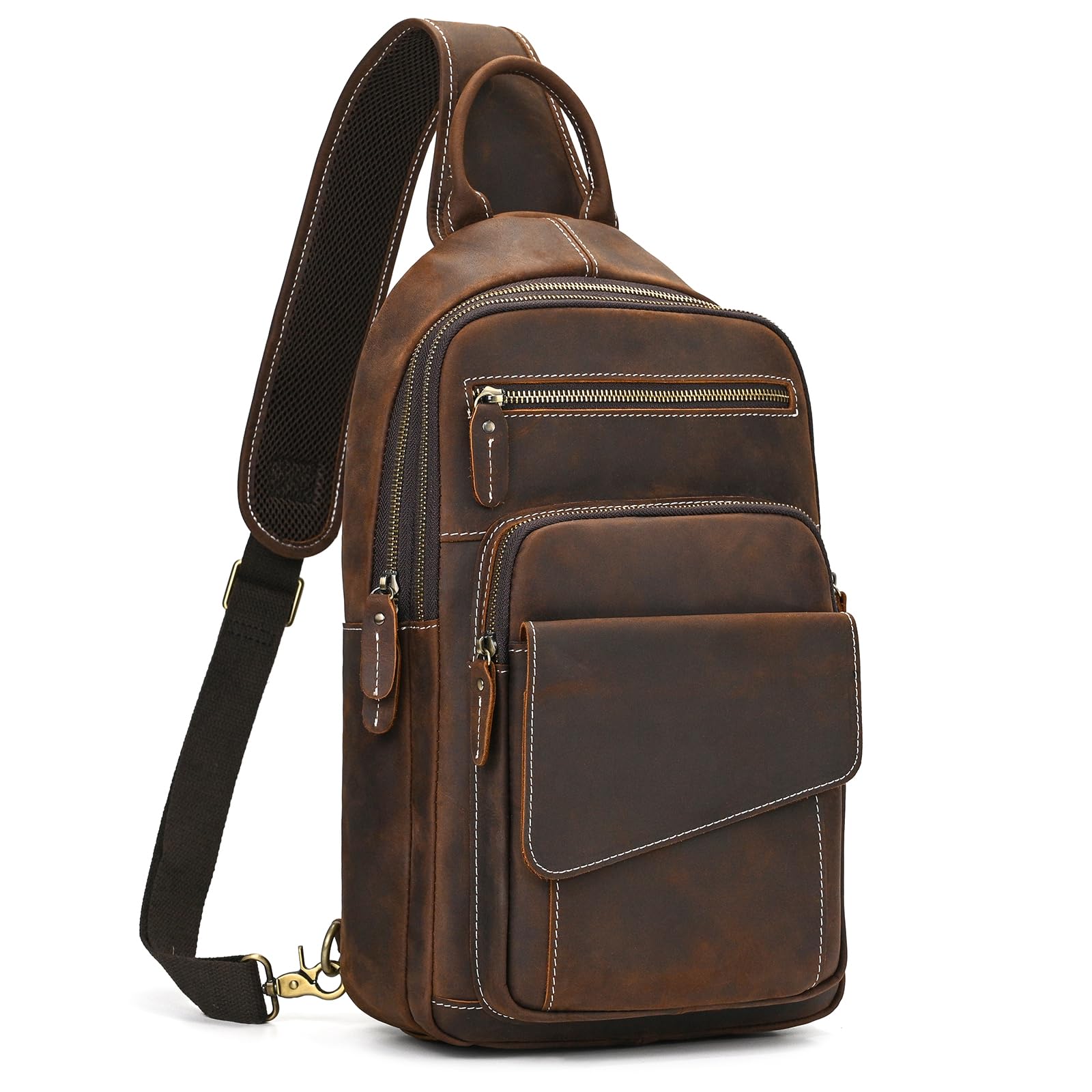 Brusttasche Herren Echtes Leder Schultertasche Crossbody Sling Bag Anti-Diebstahl Umhängetasche Für Reisen