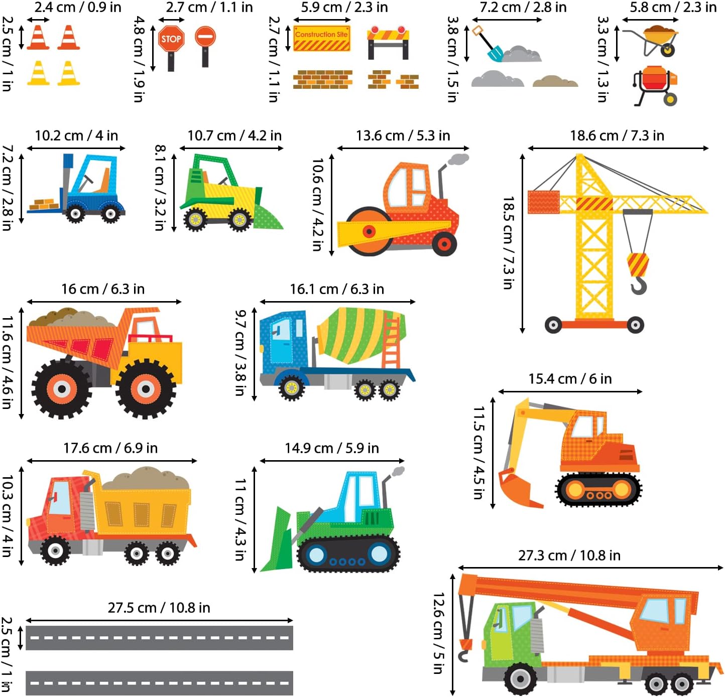 DECOWALL DS-8012 Construction Vehicles Cars Transport Kids Wall Stickers Wall Decals Peel and Stick Removable Wall Stickers for Kids Nursery Bedroom Living Room Decor 1712