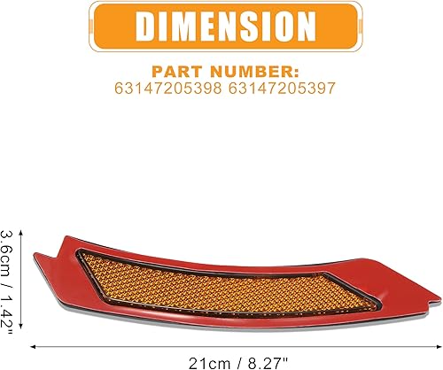 Miniatura 3 de X AUTOHAUX Marcador lateral del reflector del parachoques delantero 63147205398 63147205397 para BMW Serie 3 E90 E91 LCI 2009-2011 Reemplazar el