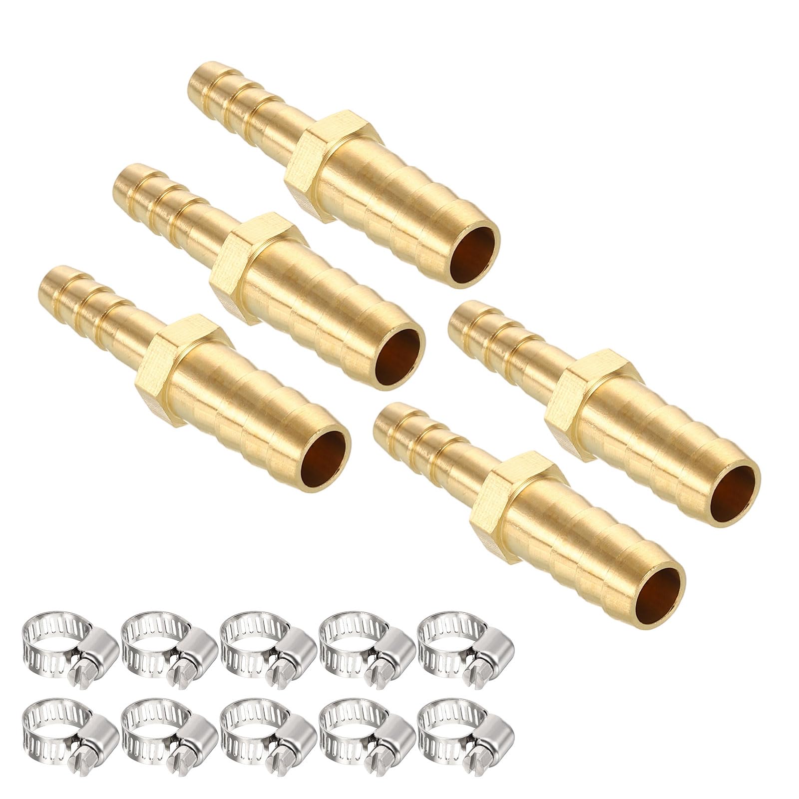 Kozelo 5pcs Brass Hose Barb Fitting 15mm Fittings Barb to 10mm Fittings