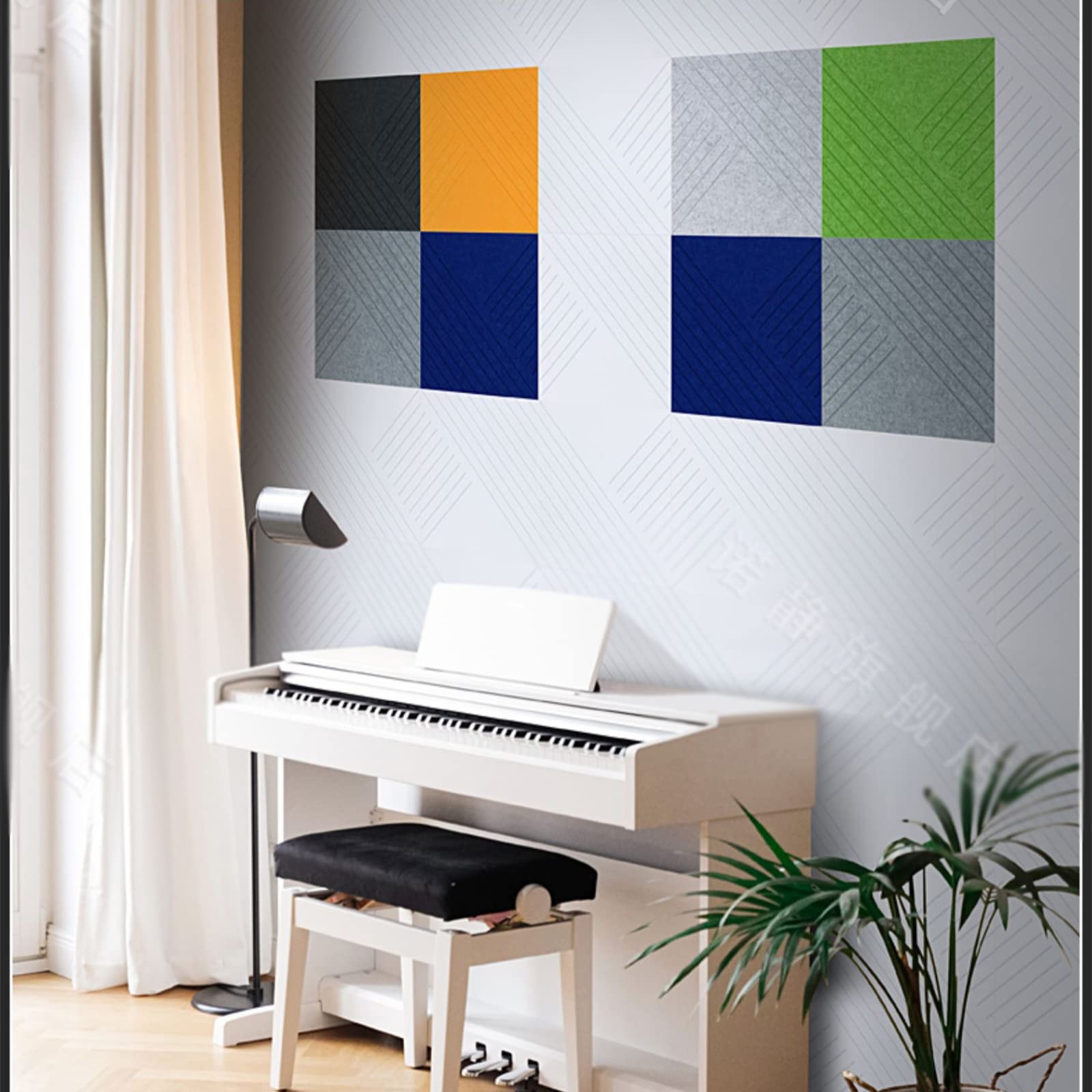 Pannelli fonoassorbenti in schiuma ad alta densità – Confezione da 10 grandi piastrelle acustiche da parete 50 x 50 x 1 cm, per studio teatro e uso domestico, pannelli autoadesivi in feltro per