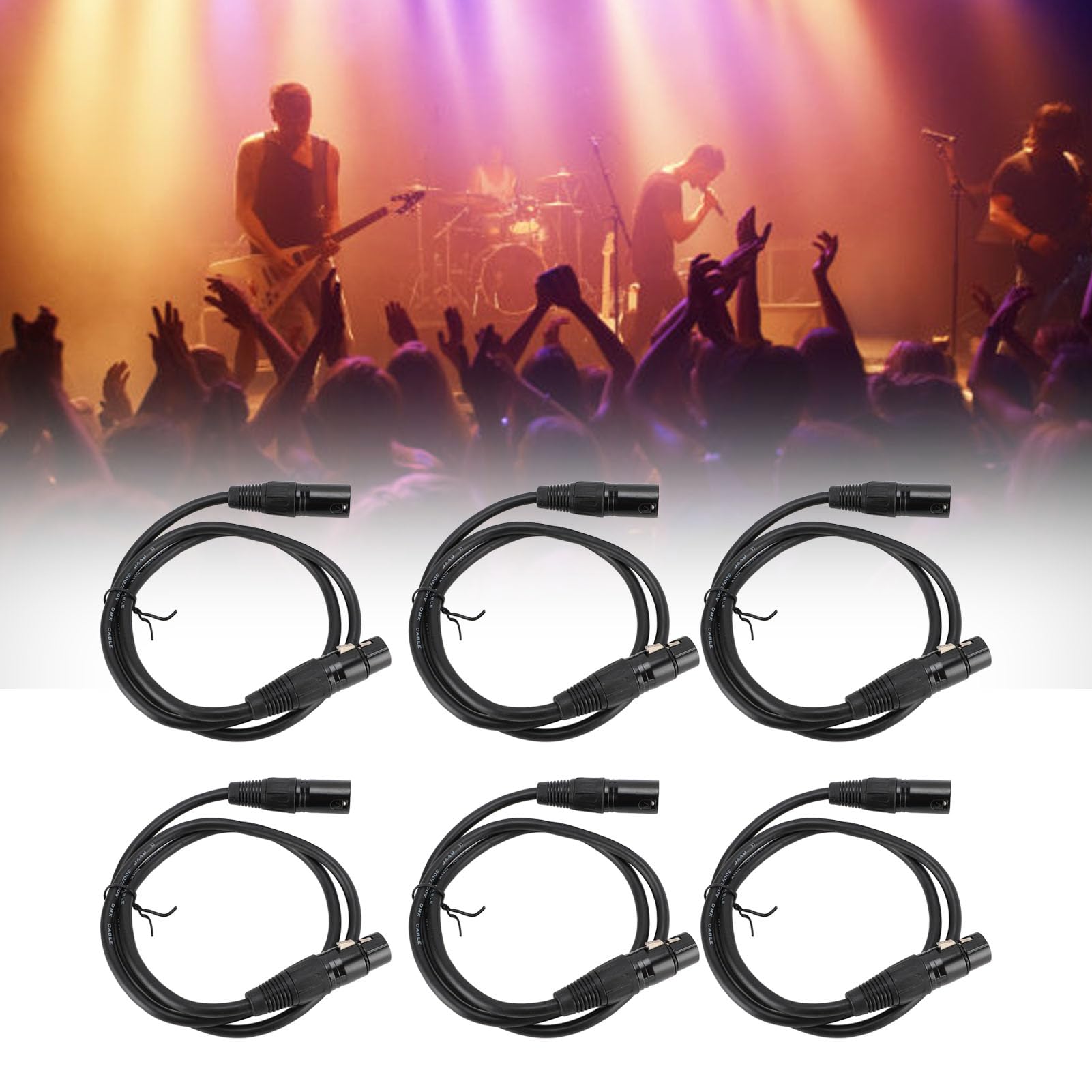 Demeras Cable de Señal de Luz de Escenario XLR Profesional Cable de Micrófono Versátil 1 M de Longitud 10 Piezas de Señal de Escenario Negro para Eventos en Vivo y Estudios