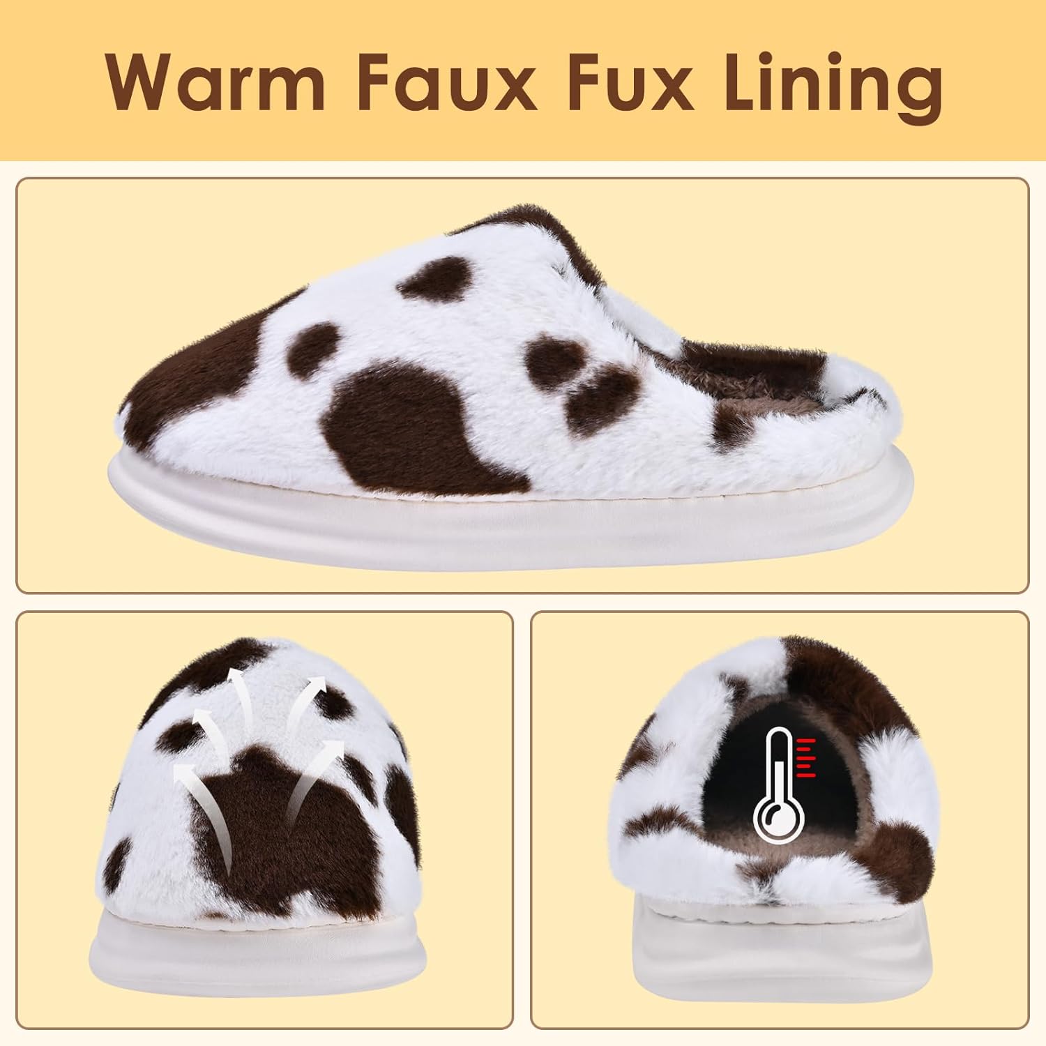 Fuzzy Plush Slippers for Women Men, Non-Slip Fluffy Winter House Shoes, Indoor Soft Warm Faux Fur Lining Bedroom Slides - Image 3