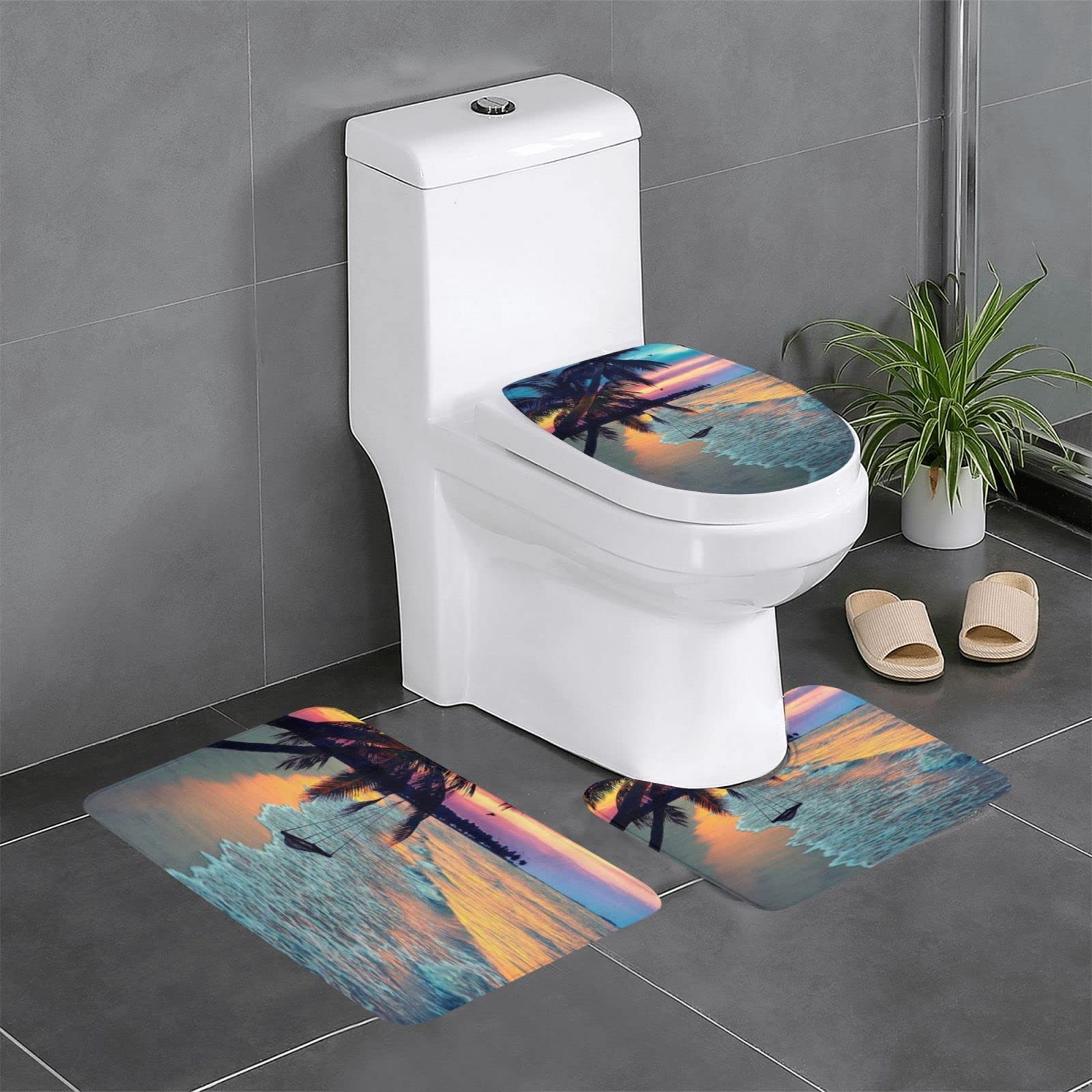Tapis de salle de bain coucher de soleil pour une ambiance évasion et tropique