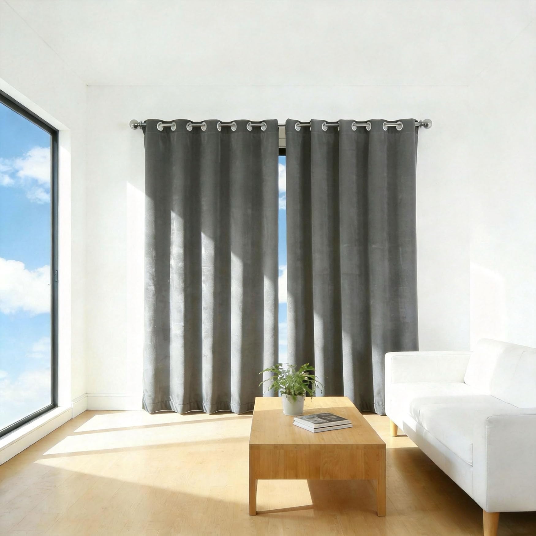 Rideau occultant pour chambre bébé gris opaque anti bruit et isolant thermique fenetre