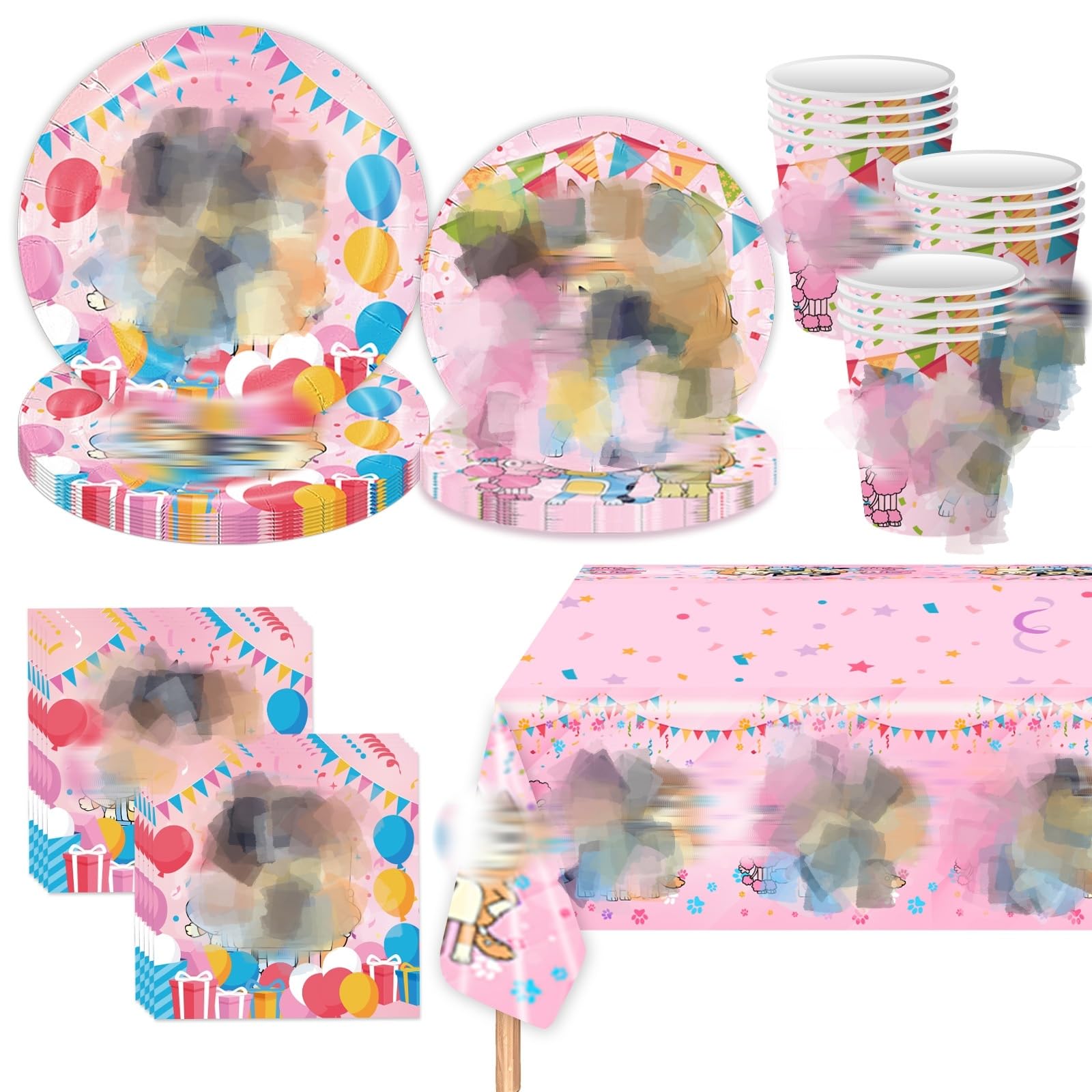 81Pcs Birthday Party Decorations,Party Tableware Set Includes Plates Cups Napkins and Tablecover, Birthday Decorations For Girls Kids' Banquet Tableware, Birthday Supplies For 20 People (Bly)
