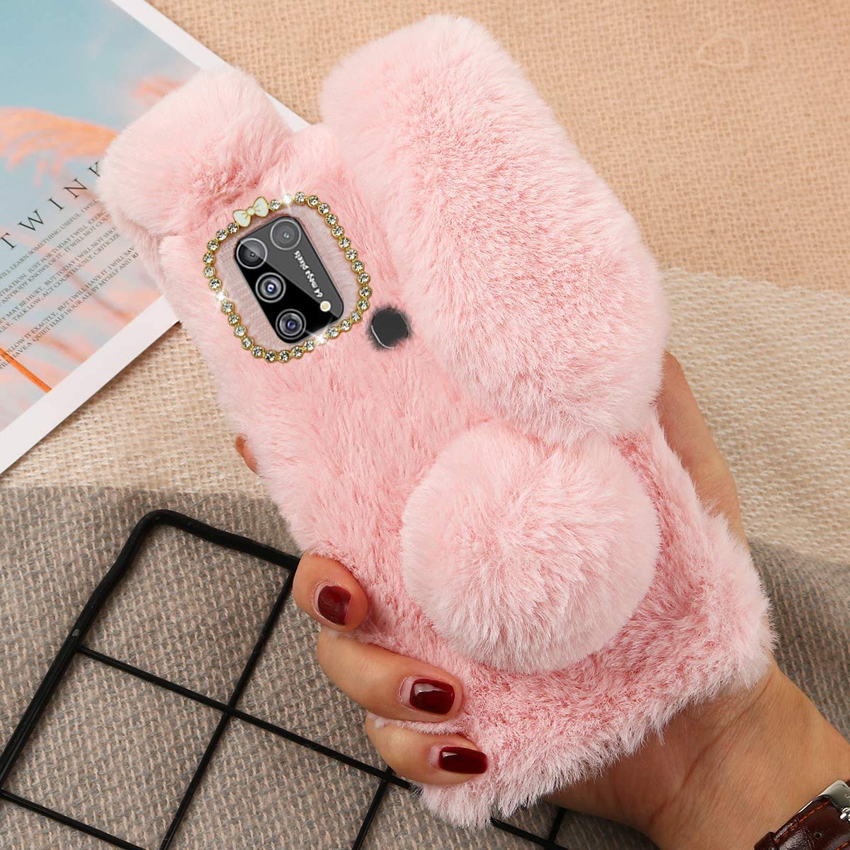 BLOTECH Peluche Custodia Cover per OPPO A17,Custodia Coniglio Peluche
