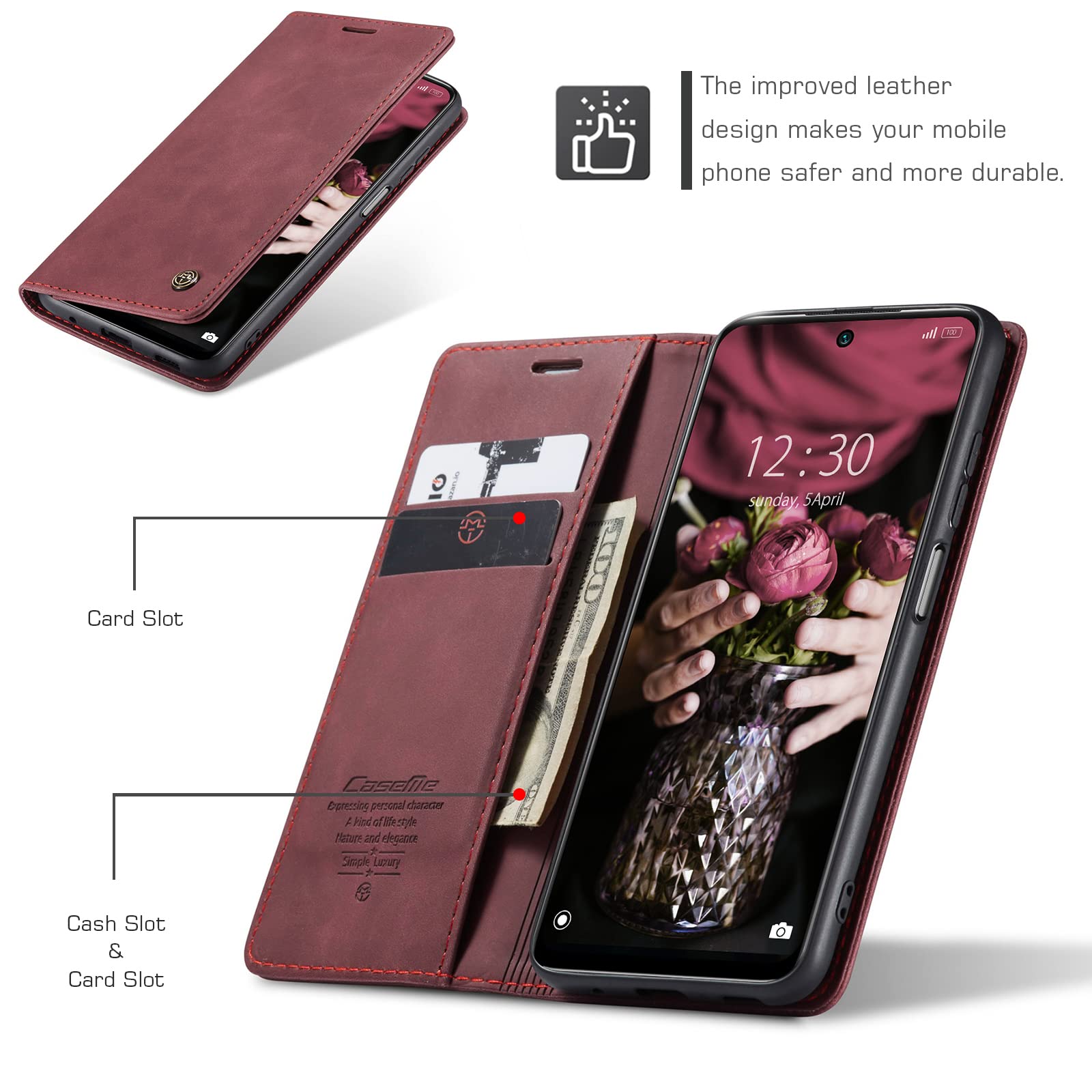 GLANDOTU Cover Xiaomi Redmi Note 11/11S 4G, Premium PU Pelle Portafoglio Flip Custodia, con Magnetica Portafoglio Supporto Pieghevole Custodia Per Redmi Note 11 (Fiore