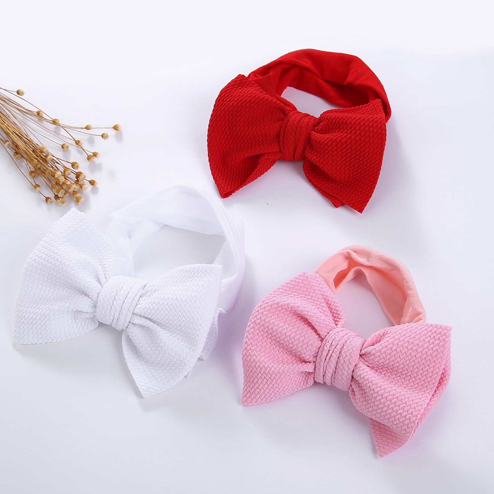 Große Schleifen für Babys, Mädchen, dehnbare Nylon-Stirnbänder, übergroße Haarschleifen, große Haarbänder, Haarschmuck für Neugeborene, Kleinkinder, Kinder
