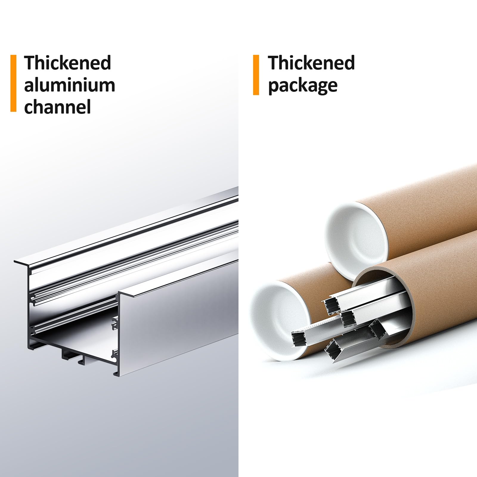 Aluminiowy profil LED do taśm LED 20 x 2 m (łącznie 40 M) Kanały LED w kształcie litery U z dyfuzorem PC i akcesoriami montażowymi do montażu sufitowego lub ściennego