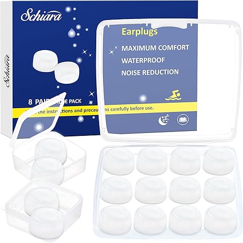 Miniatura 10 de Tapones para los oídos para dormir, 16 tapones moldeables de silicona con cancelación de ruido para nadar, roncar, dormir y estudiar, color azul