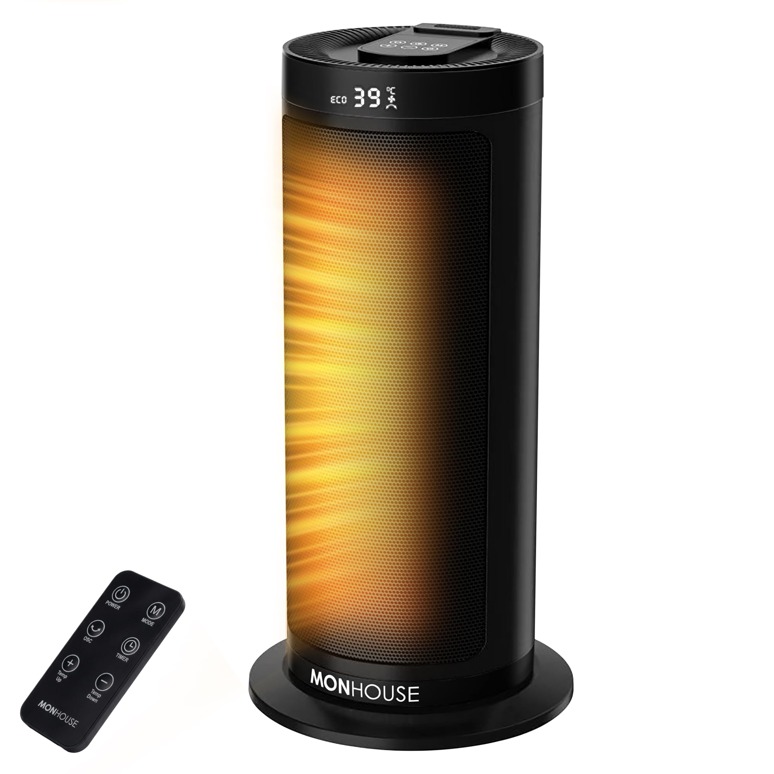 MONHOUSE Electric PTC Heater - 2000W - Black - 40cm