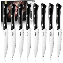 Huusk Steak Knives Set of 8, Sharp Serrated Steak Knives